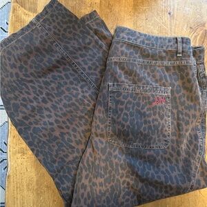 Leopard Print Flare & Wide Leg Jeans